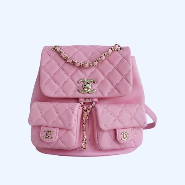 샤넬 23A 듀마 더블 포켓 백 미디엄 핑크 카프스킨
