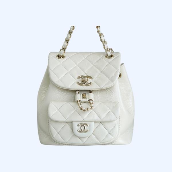 샤넬 22A 듀마 포켓 백 스몰 화이트 카프스킨