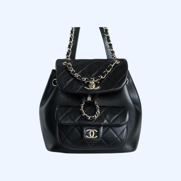 샤넬 22A 듀마 포켓 백 스몰 블랙 카프스킨