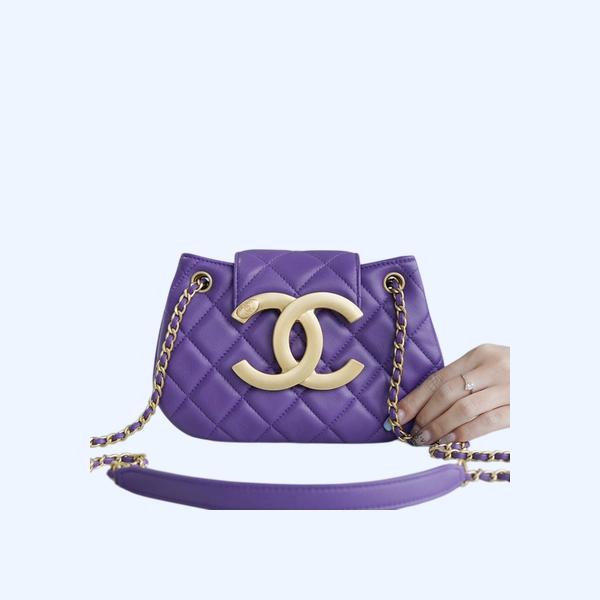 샤넬 24C 크루즈 메신저 백 스몰 빅로고 퍼플 AS4609