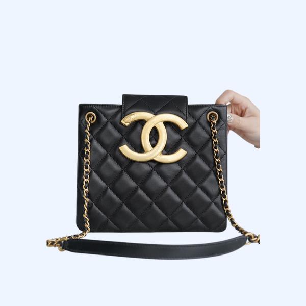 샤넬 24C 크루즈 레트로 라지 램스킨 블랙