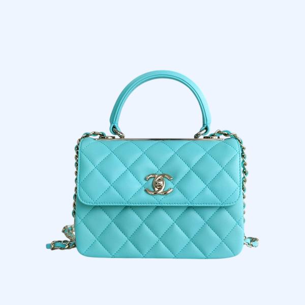 샤넬 트렌디 CC 티파니블루 미니 램스킨