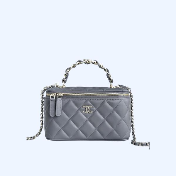 샤넬 체인 코스메틱 베니티백 그레이 은장