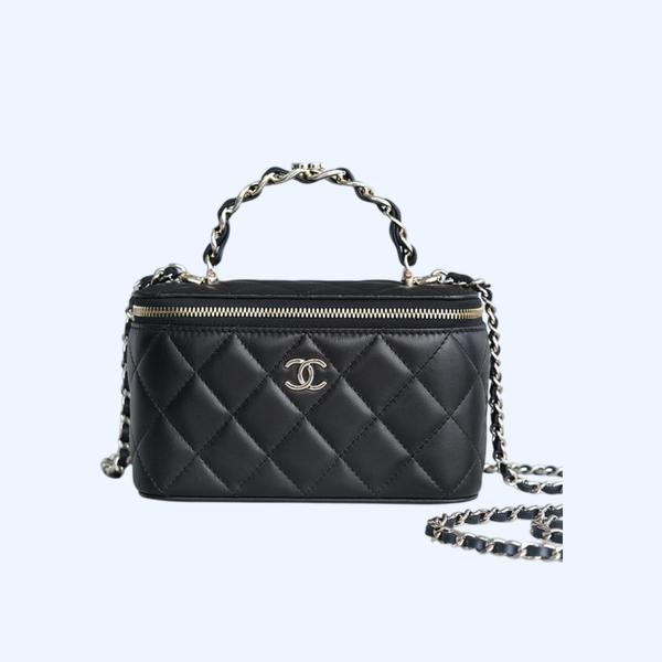 샤넬 체인 코스메틱 베니티백 블랙 금장
