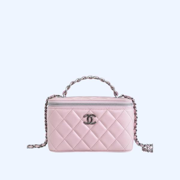 샤넬 탑핸들 스몰 베니티백 핑크 은장