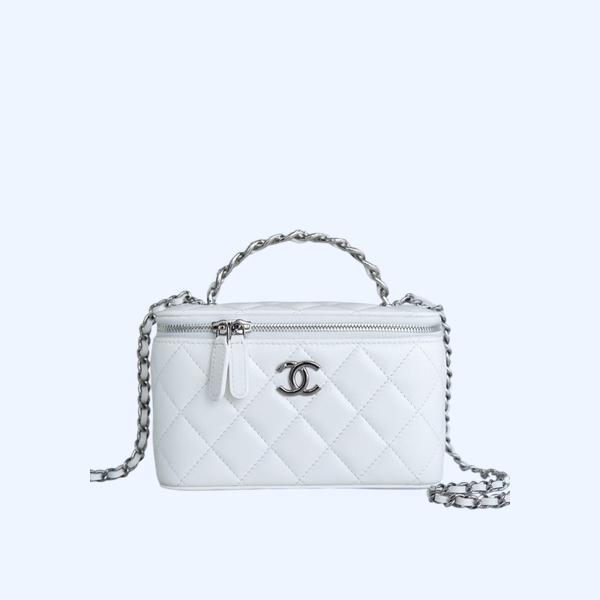 샤넬 탑핸들 스몰 베니티백 화이트 은장
