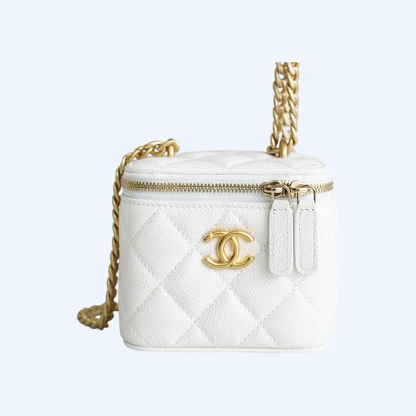 샤넬 스몰 체인 코스메틱 캐비어 화이트