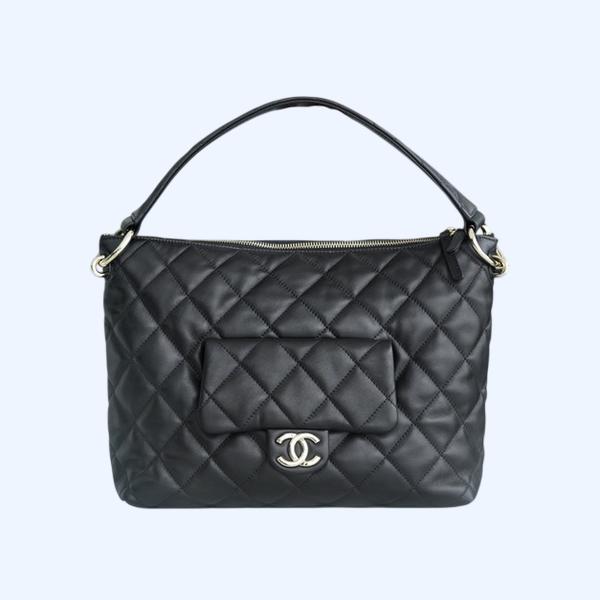 샤넬 23B 호보백 미디엄 블랙 금장