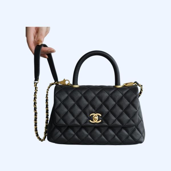 샤넬 코코핸들 블랙 금장 스몰 캐비어