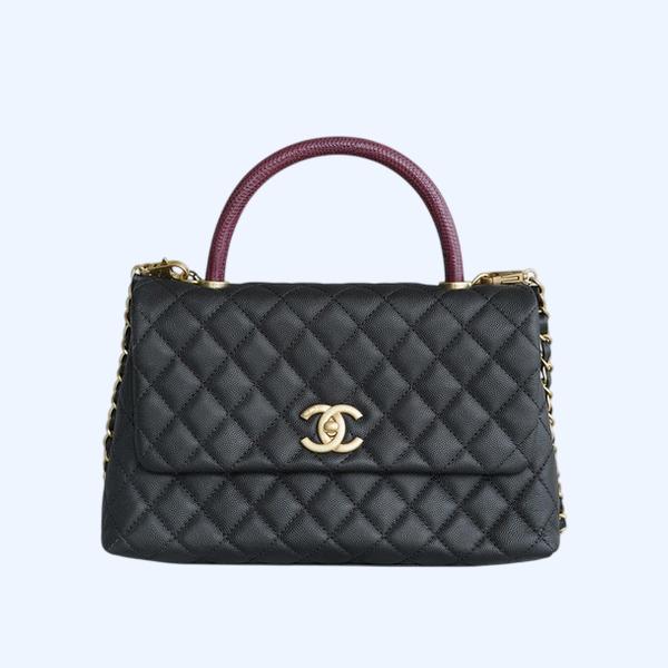 샤넬 코코핸들 블랙 리자드 미디엄 캐비어