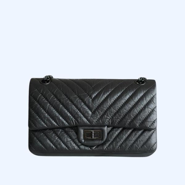 샤넬 2.55 플랩백 미디엄 빈티지 블랙 A37586