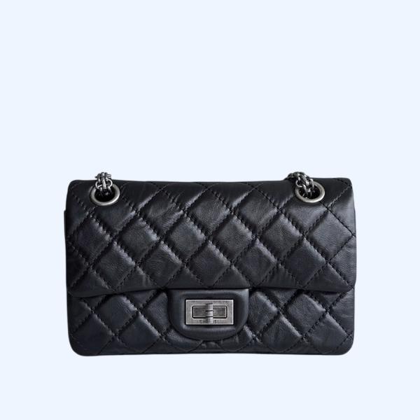 샤넬 2.55 빈티지 플랩백 블랙 은장 미니