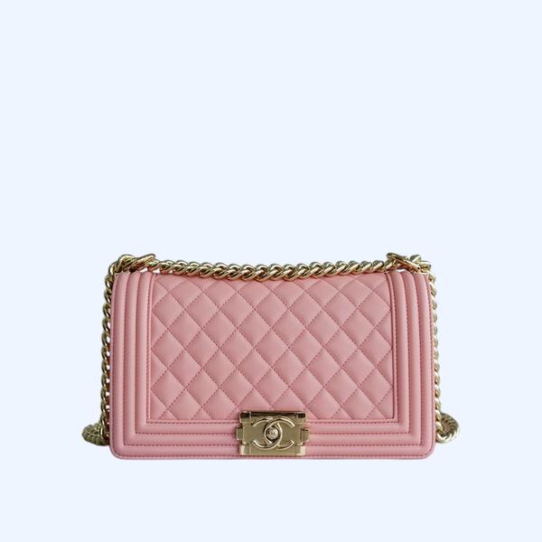 샤넬 보이백 미디엄 핑크 금장