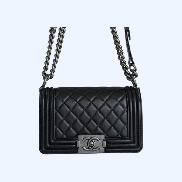 샤넬 보이백 스몰 블랙 은장 램스킨