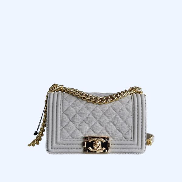 샤넬 보이백 스몰 그레이 금장 캐비어