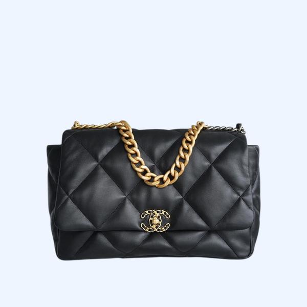 샤넬 19백 맥시 골드 체인 램스킨 