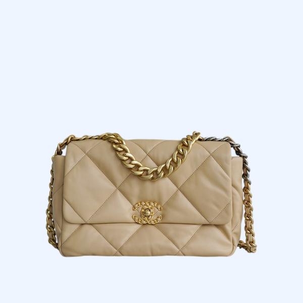 샤넬 19백 라지 골드 체인 램스킨 
