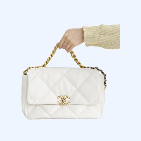 샤넬 19백 라지 골드 체인 램스킨 