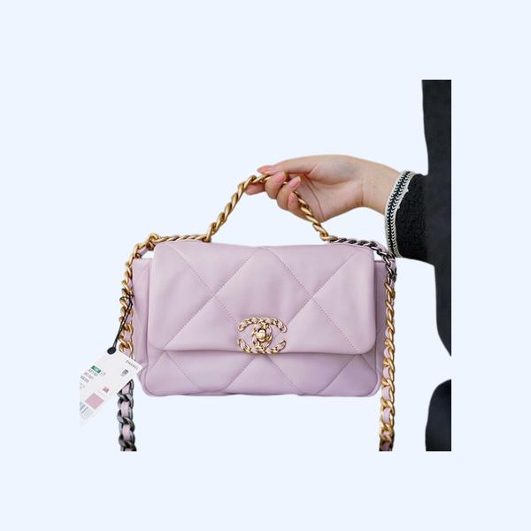 샤넬 19백 미디엄(스몰) 골드 체인 램스킨 