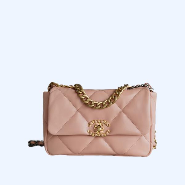 샤넬 19백 미디엄(스몰) 골드 체인 램스킨  