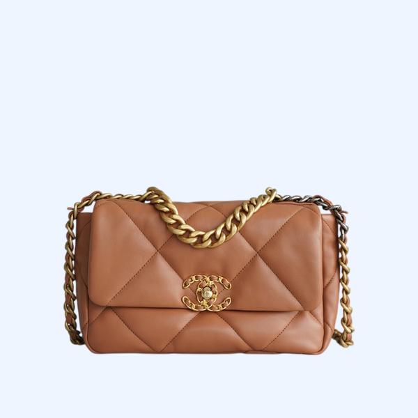 샤넬 19백 미디엄(스몰) 골드 체인 램스킨 