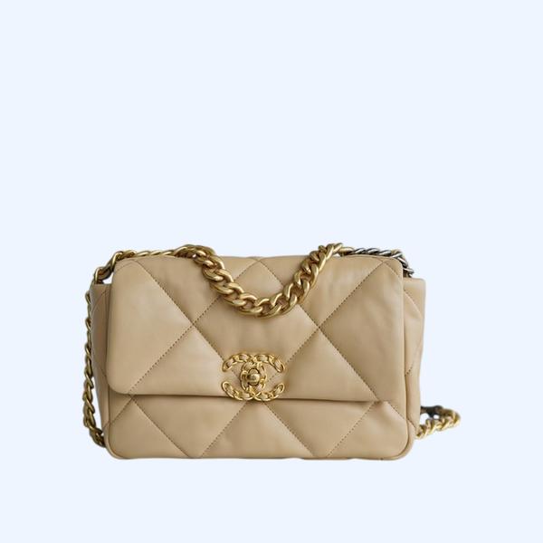 샤넬 19백 미디엄(스몰) 골드 체인 램스킨 