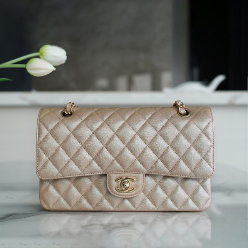 샤넬 클래식 미디엄 샴페인 금장 캐비어