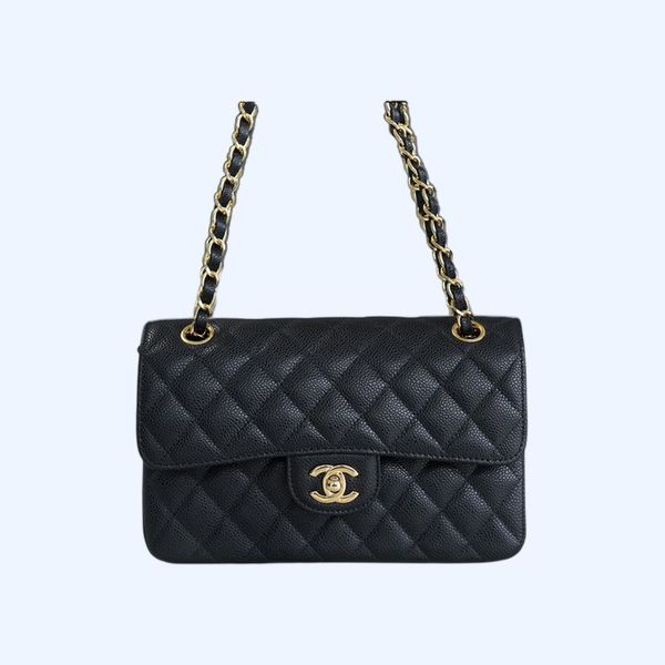 샤넬 클래식 스몰 블랙 금장 캐비어