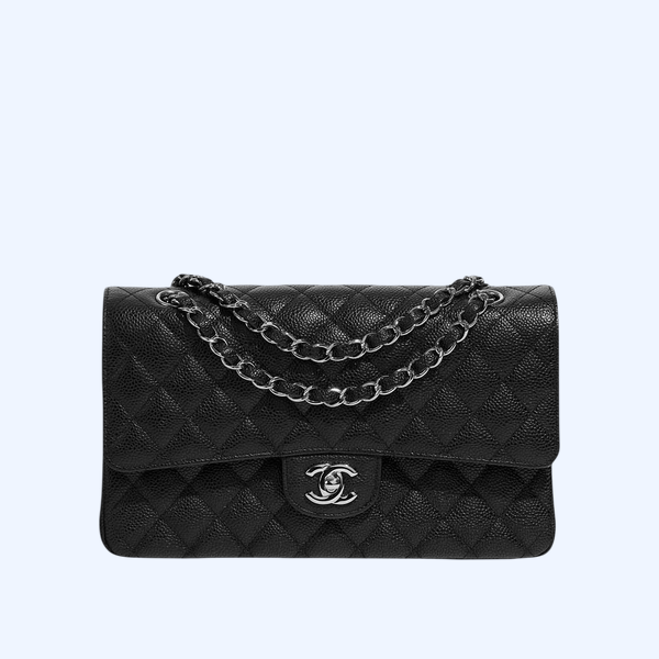 샤넬 클래식 미디엄 블랙 은장 캐비어
