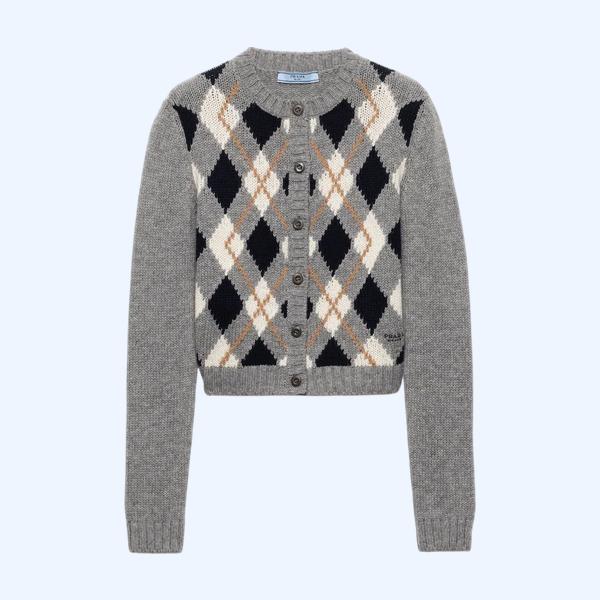 아가일 니트 캐시미어 가디건