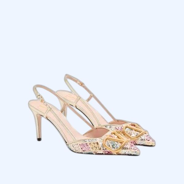 브이로고 시그니처 롬벨 엠브로이더리 슬링백 데콜테 80 mm