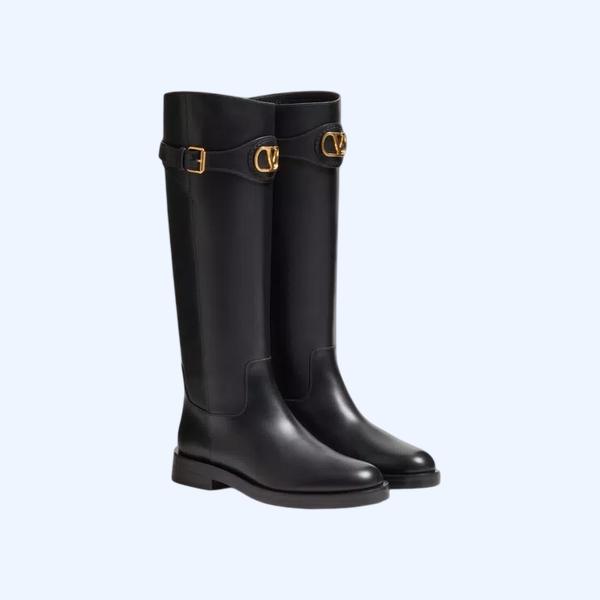 브이로고 시그니처 송아지 가죽 부츠 30MM