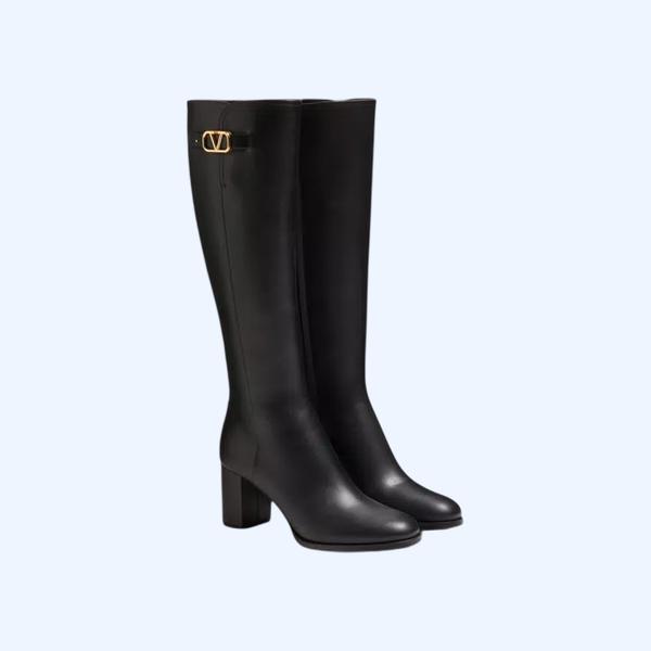 브이로고 시그니처 송아지 가죽 부츠 70MM