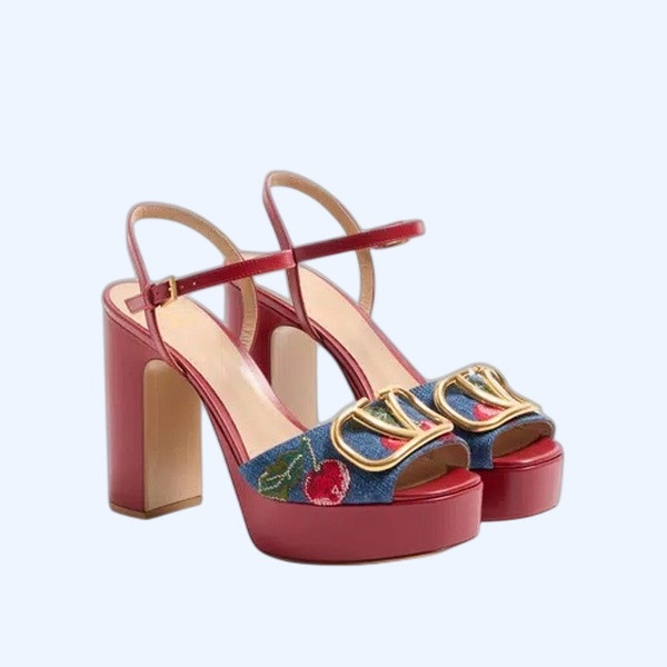 브이로고 시그니처 체리픽 플랫폼 데님 샌들 115MM