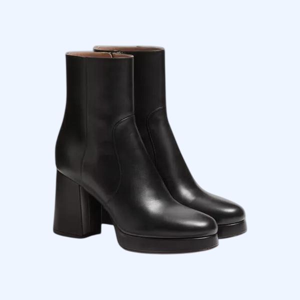 포셋 카프스킨 플랫폼 앵클 부츠 90mm