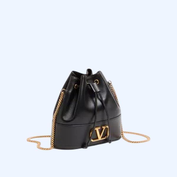 나파 가죽 브이로고 시그니처 체인 미니 버킷백