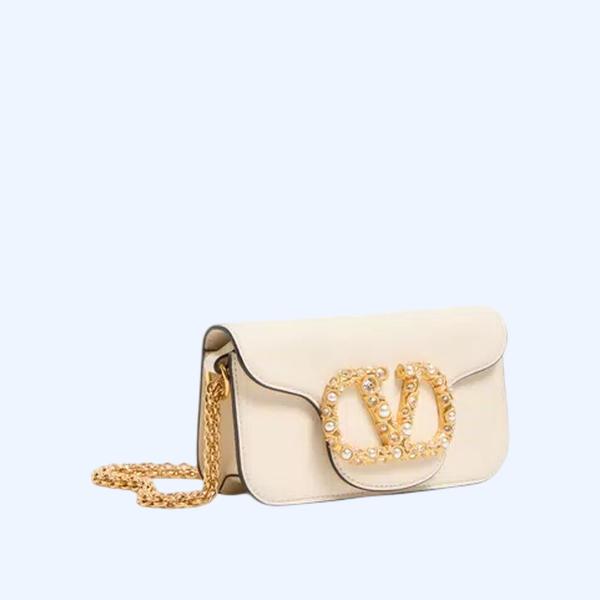 발렌티노 가라바니 로코 주얼 로고 장식 카프스킨 스몰 숄더 백