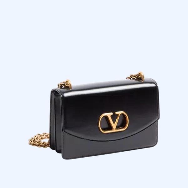 발렌티노 가라바니 베인 유광 송아지 가죽 숄더백