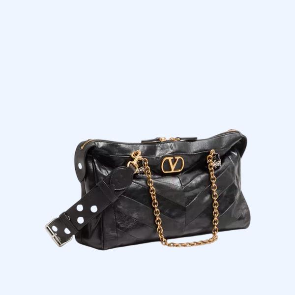 발렌티노 가라바니 판테아 쉐브론 패턴 나파 레더 숄더백