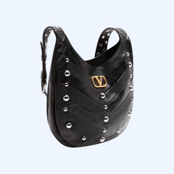 발렌티노 가라바니 호보호 스터드 디테일 쉐브론 패턴 나파 레더 스몰 호보백