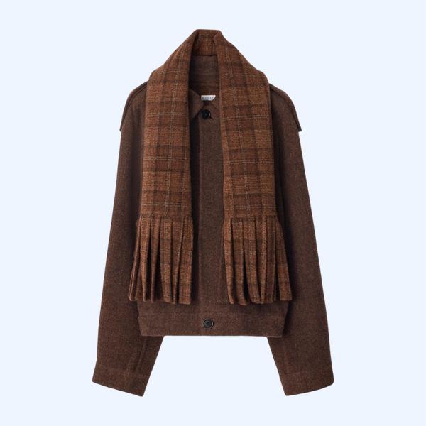 디태처블 스카프 울 블렌드 재킷