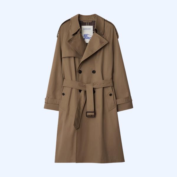 롱 개버딘 체스트우드 트렌치코트