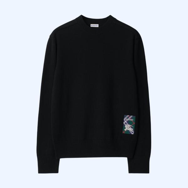 체크 라벨 울 스웨터