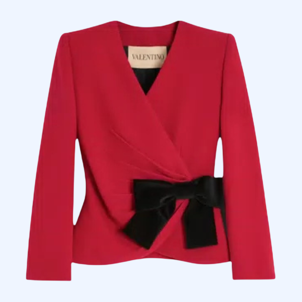 콘트라스팅 보우 울 크레이프 재킷