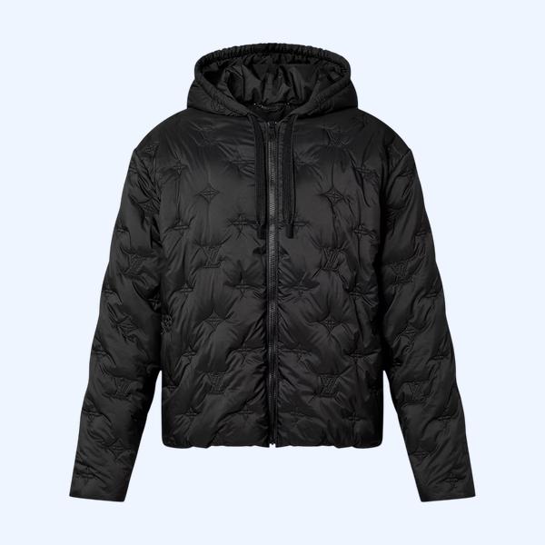 모노그램 패디드 후디드 블루종