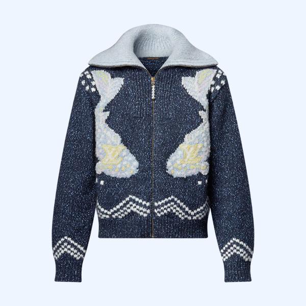 지퍼 니티드 블루종