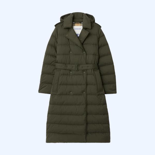 롱 나일론 후드 퍼퍼 코트