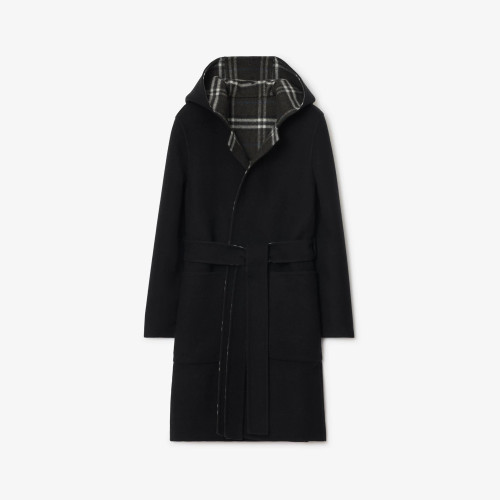 리버시블 울 후드 랩 코트