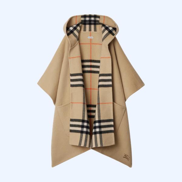 리버시블 체크 캐시미어 케이프