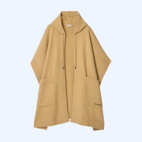 울 캐시미어 후드 케이프